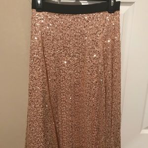 Windsor Champagne A-line Midi Sequin Skirt